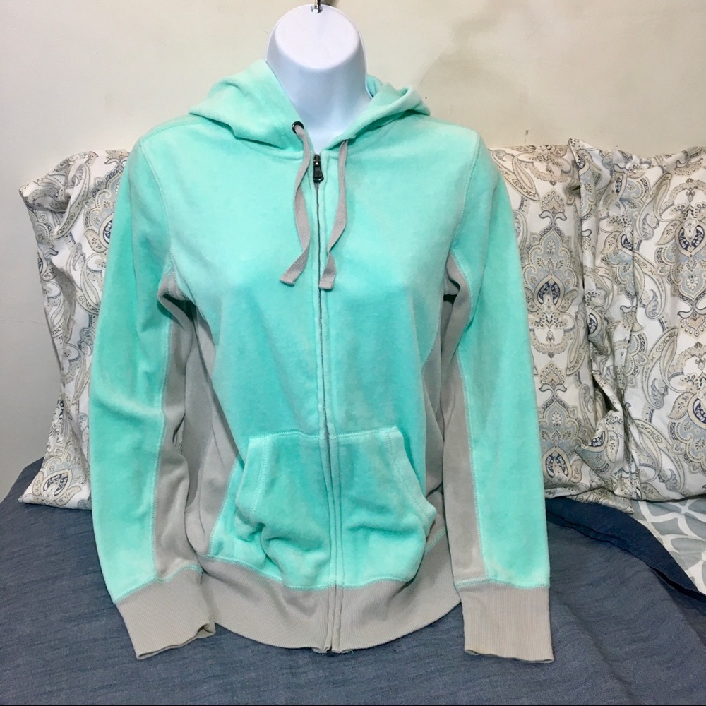 Tek Gear Aqua & Gray Ladies XS Zipper Hoodie